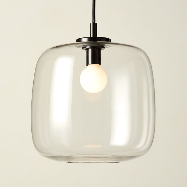Halen Blackened Brass Pendant Light with Clear Glass Shade - Image 0