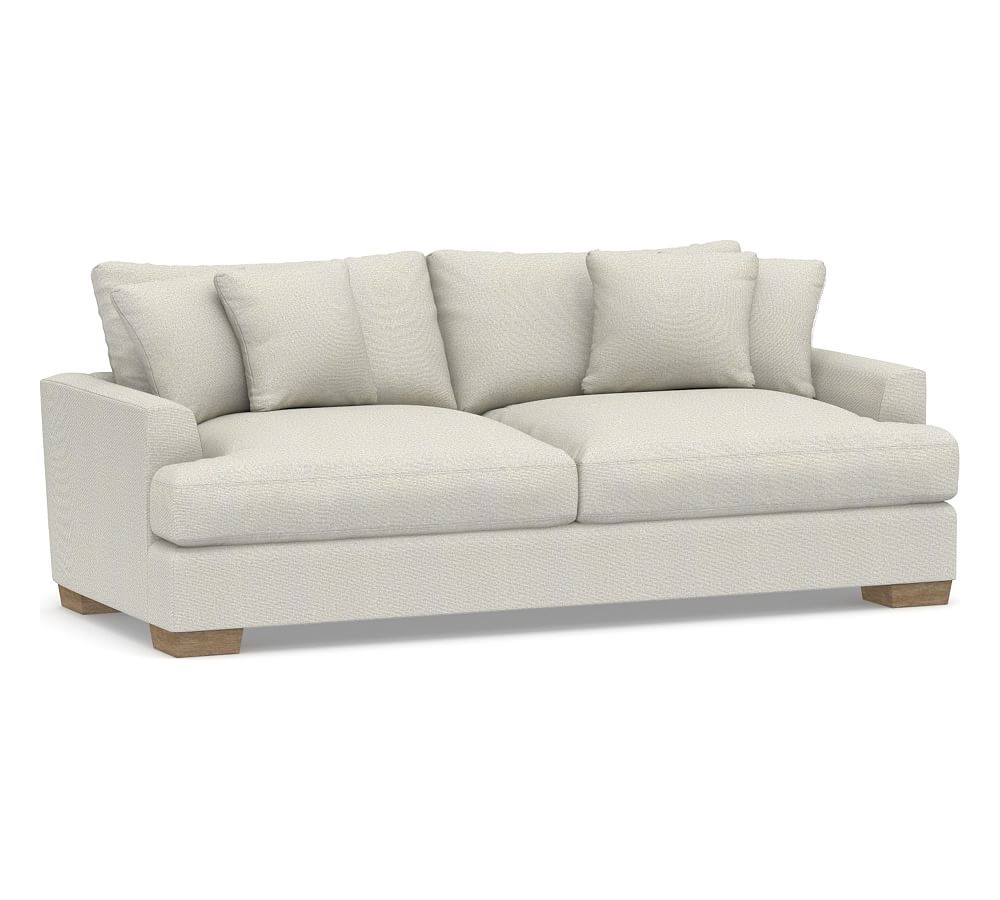 Sullivan Fin Arm Upholstered Deep Seat Grand Sofa 92.5", Down Blend Wrapped Cushions, Performance Heathered Basketweave Dove - Image 0