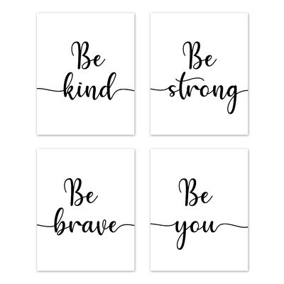 Inspirational Quote Be Kind Art Paper Print (Set Of 4) By Sweet Jojo Designs - Image 0