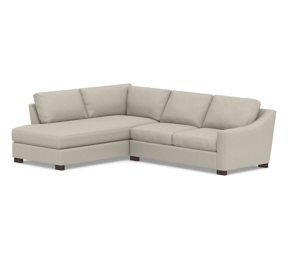 Turner Slope Arm Upholstered Right Sofa Return Bumper Sectional, Down Blend Wrapped Cushions, Performance Slub Cotton Silver Taupe - Image 0