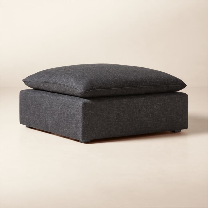 Lumis Dark Grey Performance Fabric Deep Depth Ottoman - Image 1