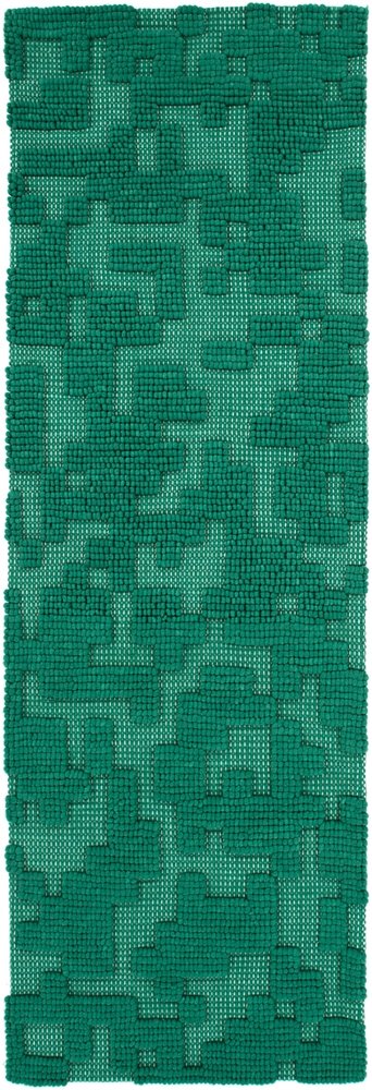 Stencil Green Indoor 2'6" x 8' Handmade Rug - Image 0