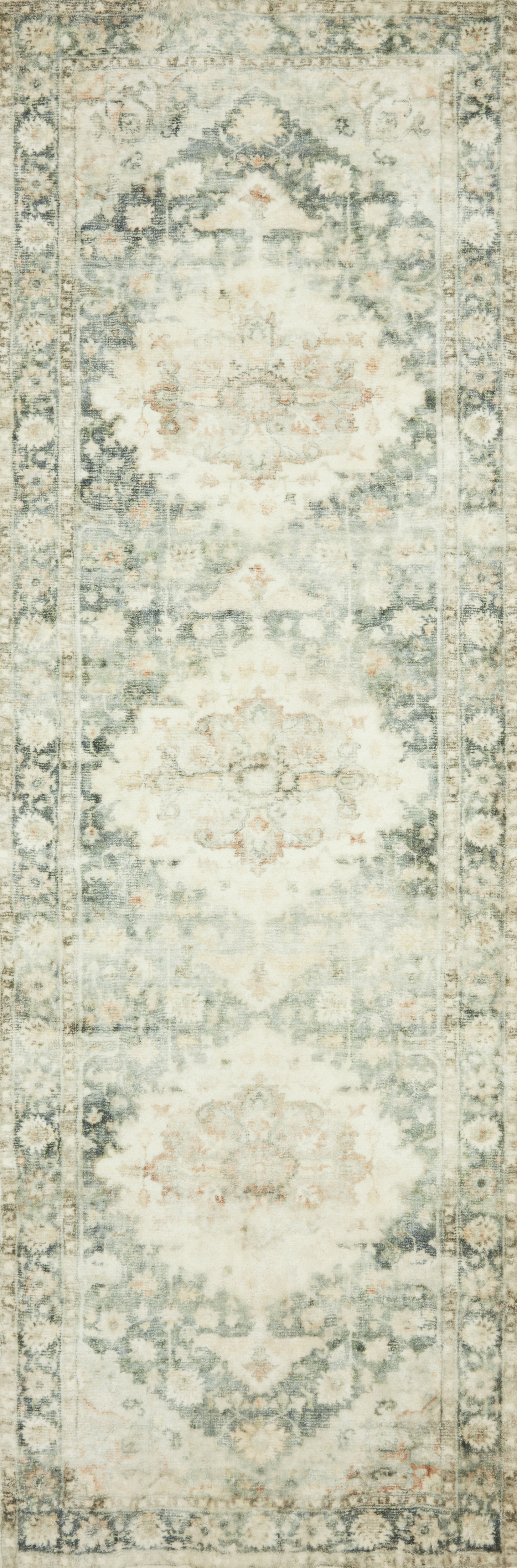 Rosette ROS-08 Teal / Ivory 2'-6" x 9'-9" - Image 2