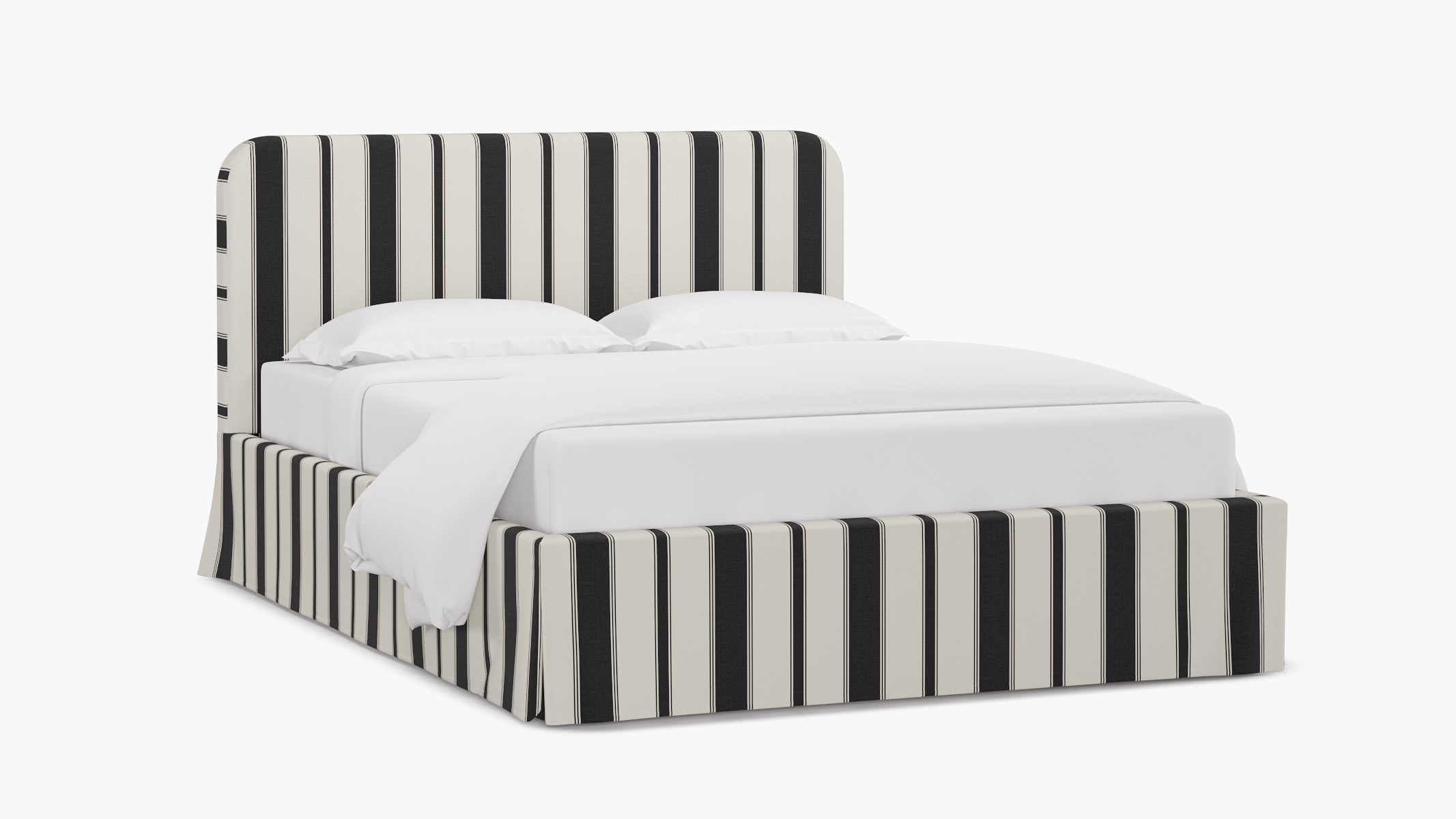 Skirted Platform Bed, Ink Clarence Stripe, Queen - Image 1