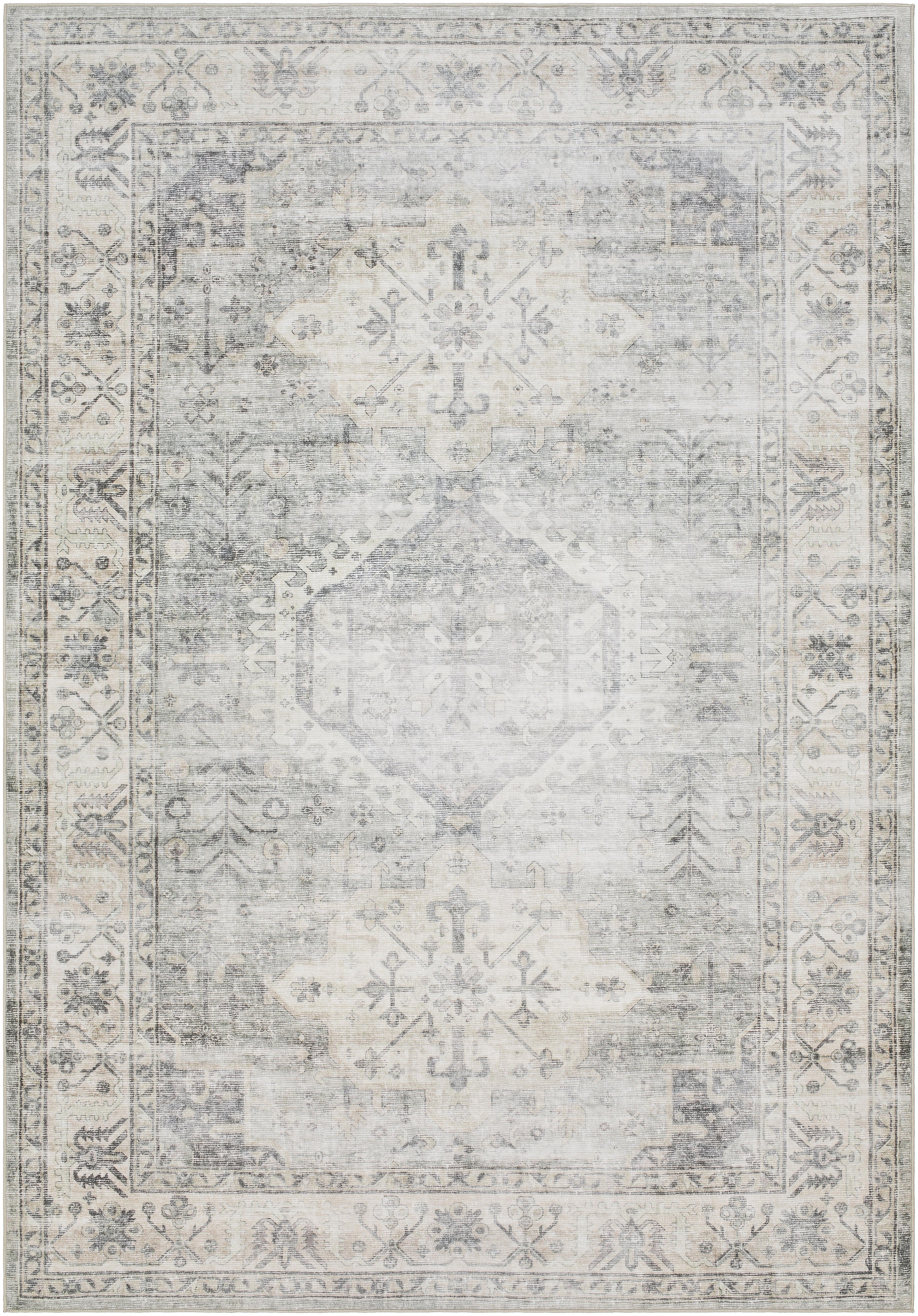 Lavable Beige Indoor 7'6" x 9'5" Machine Woven Rug - Image 0