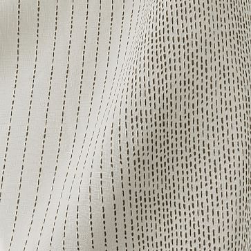Belgian Linen Graduated Stripe Curtain, Natural Flax + Espresso, 48"x108" - Image 1