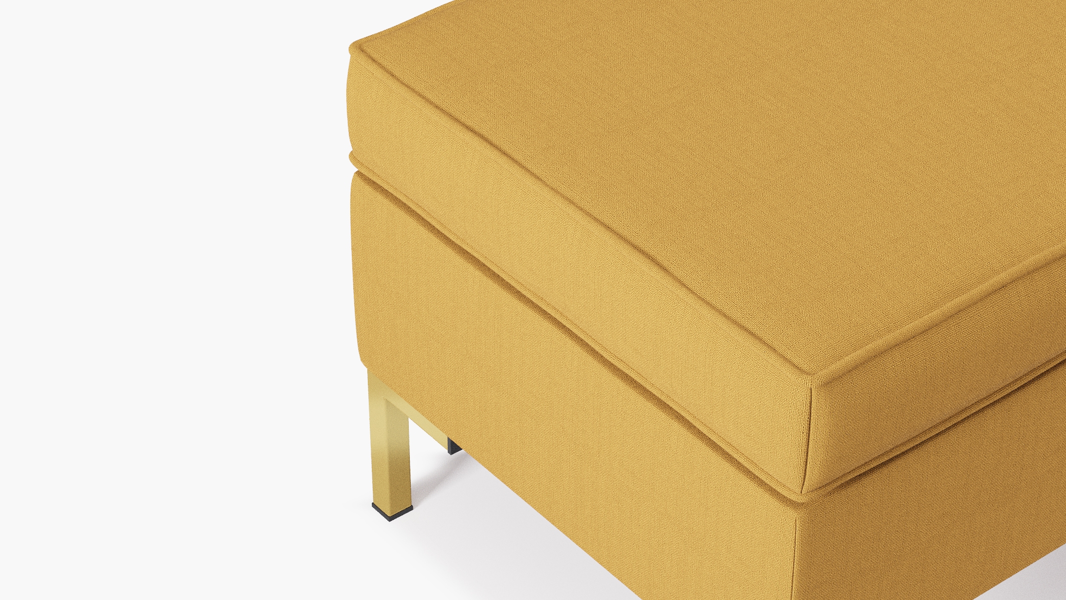 Modern Bench, French Yellow Everyday Linen, Brass - Image 3
