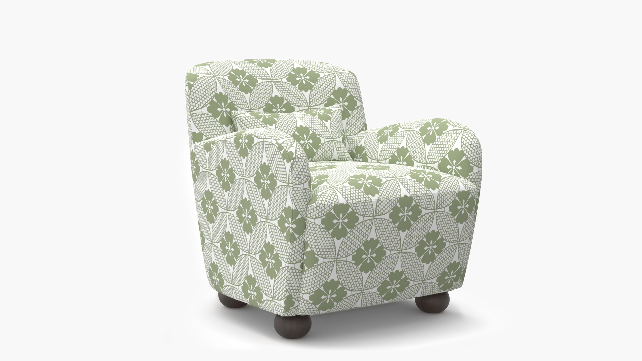 Club Chair, Sage Solaire, Espresso Bun Foot - Image 1