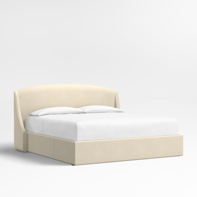 Lafayette 48" Ivory Upholstered King Headboard with Storage Bed Base - Image 0