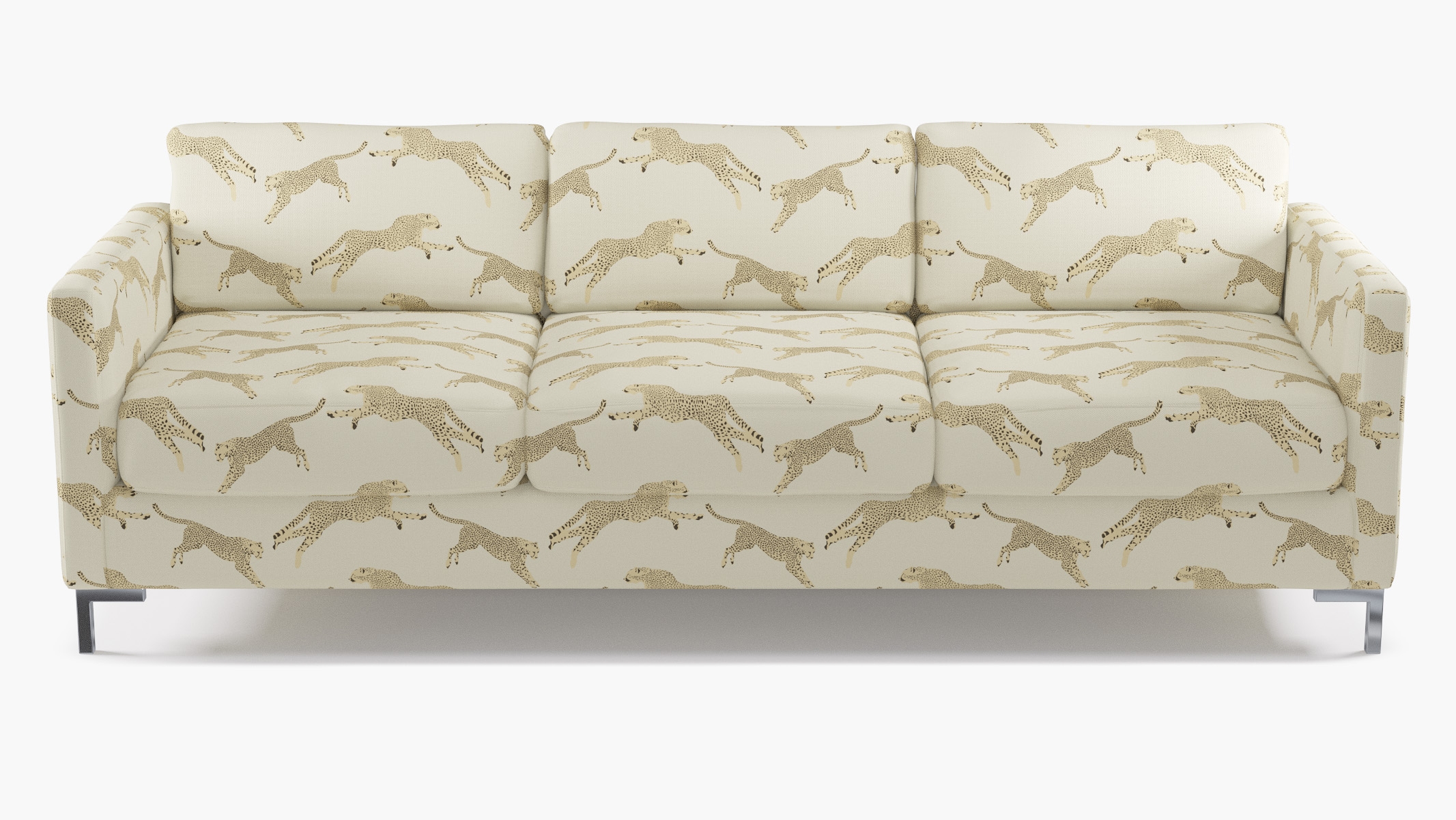 Modern Sofa, Desert Cheetah, Chrome L Leg - Image 0