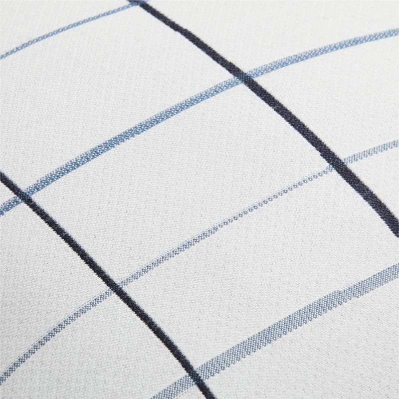 Sunbrella ® 20"x20" Windowpane White and Navy Blue Outdoor Throw Pillow - Image 2