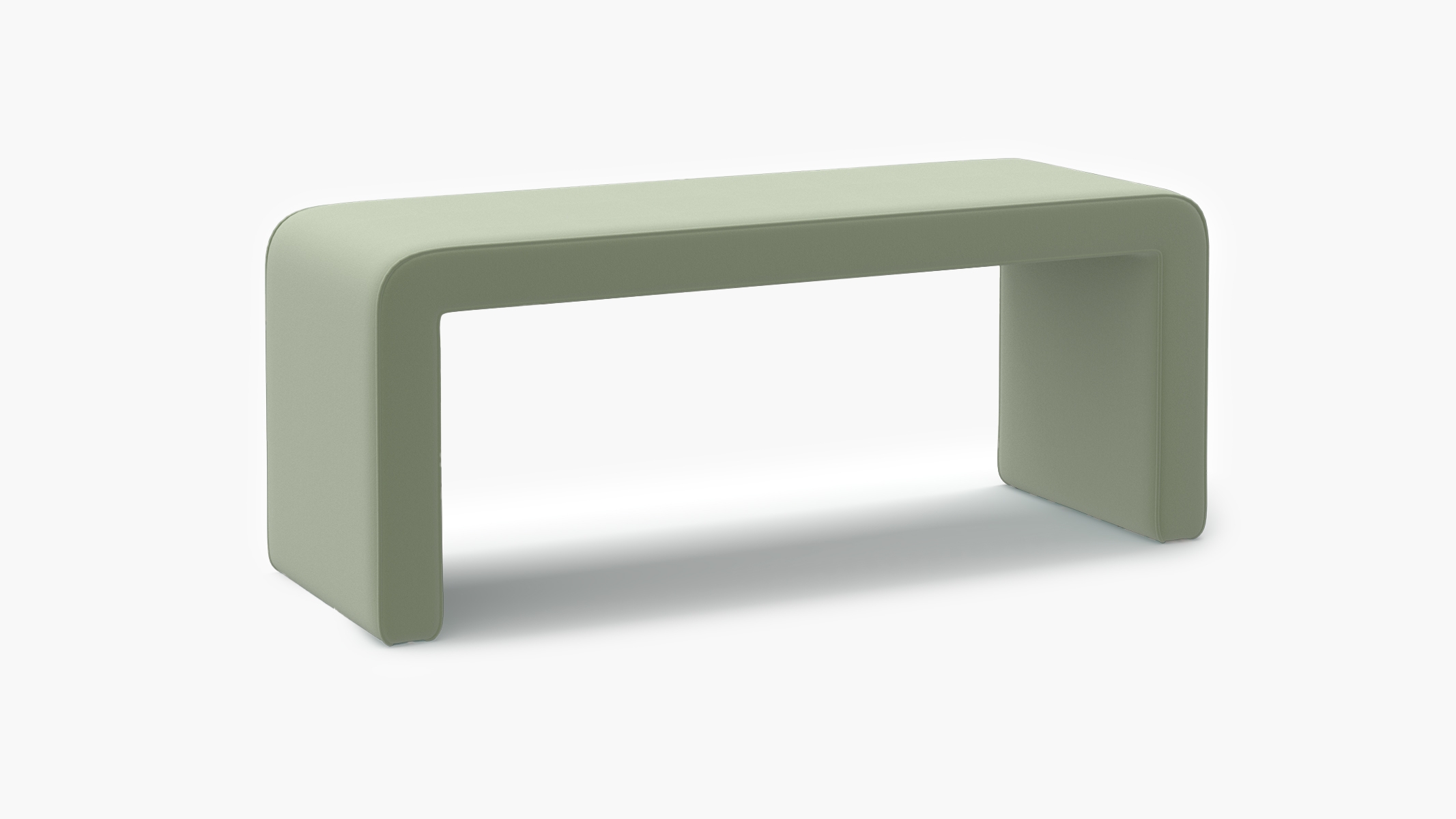Waterfall Bench, Celadon Performance Plush Velvet - Image 1