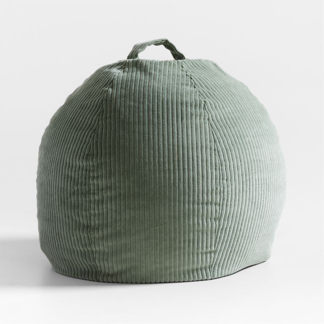 Verte Green Small 30" Organic Cotton Corduroy Kids Lounge Bean Bag Chair - Image 0