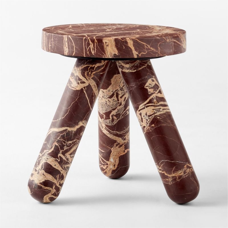 Jaxx Round Red Marble Side Table Tall - Image 2