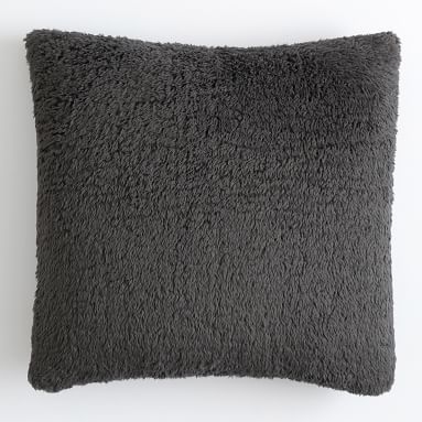 Cozy Euro Recycled Sherpa Pillow Cover, 26x26, Charcoal - Image 3