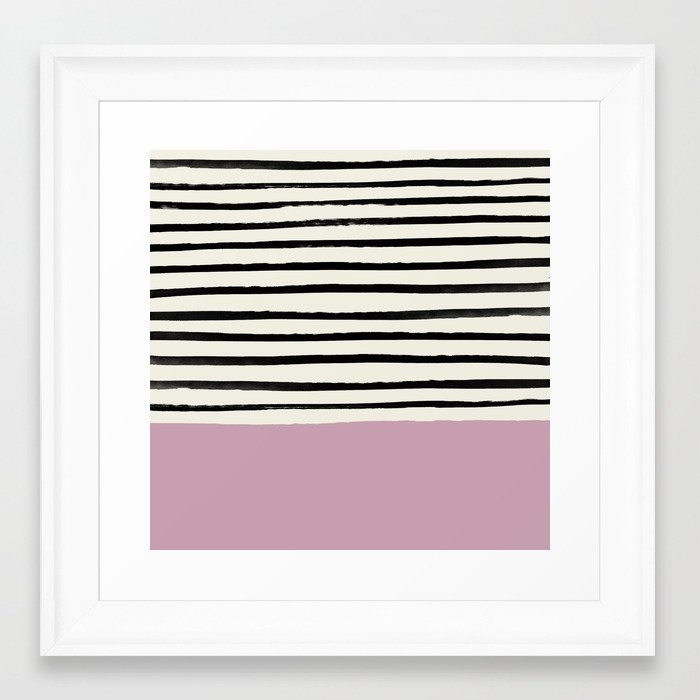 Dusty Rose & Stripes Framed Art Print by Leah Flores - Scoop White - X-Small-12x12 - Image 0