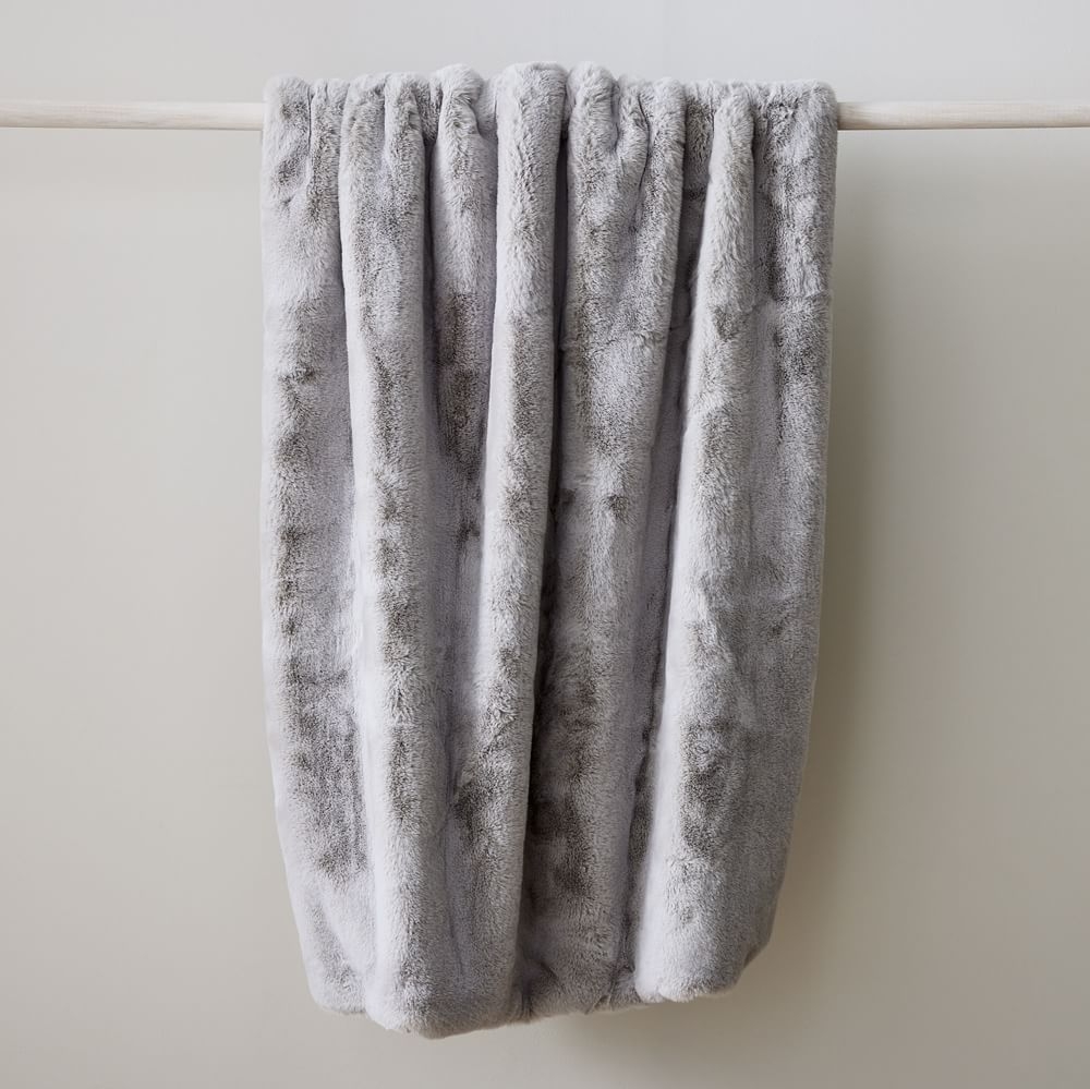 Faux Fur Chinchilla Throw, Frost Gray, 47"x60" - Image 0