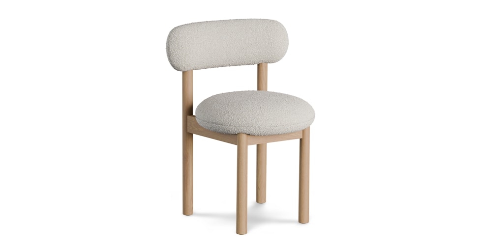 Munk Dining Chair - White Oak and Ivory Wool Bouclé - Image 0