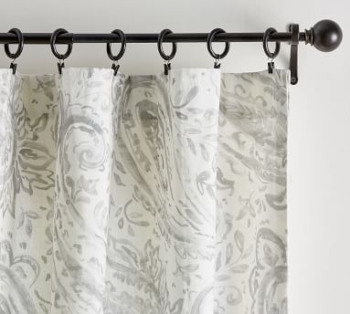 Melana Paisley Rod Pocket Curtain, 50 x 108", Gray - Image 2