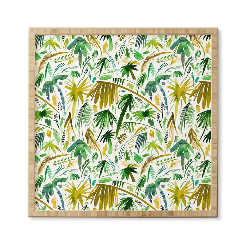 Tropical Expressive Palms by Ninola Design - Framed Wall Art Bamboo 30" x 30" - Image 2