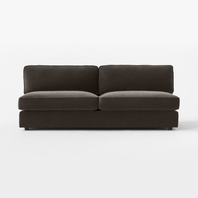 Malea Charcoal Grey Performance Fabric Armless Loveseat - Image 1