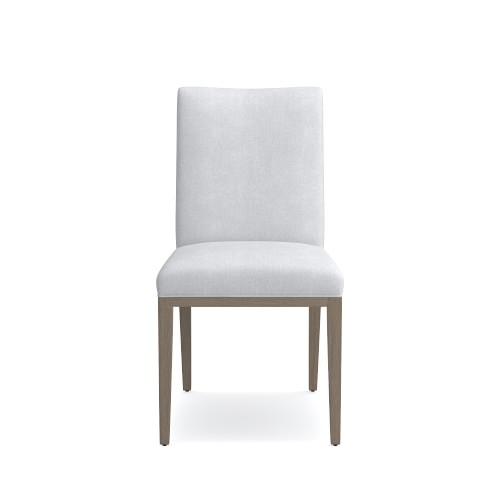 Austin Dining Side Chair, Dove, Chunky Linen, White - Image 0
