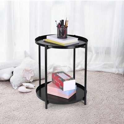 Tray Metal End Table Small Round Side Tables Outdoor & Indoor Table - Image 0