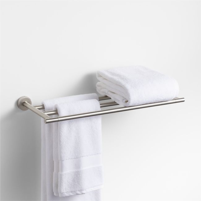Modern Flat-End Brushed Nickel Wall-Mounted Bathroom Towel Rack - Image 0