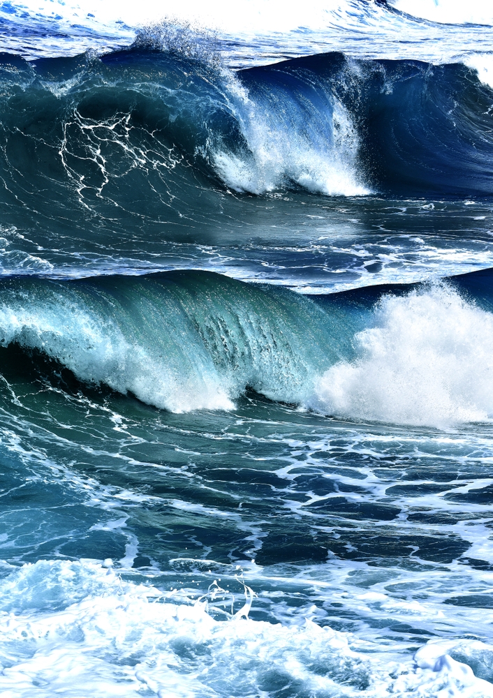Deep Blue Waves Framed Art Print by Printsproject - Conservation Walnut - Large 24" x 36"-26x38 - Image 1
