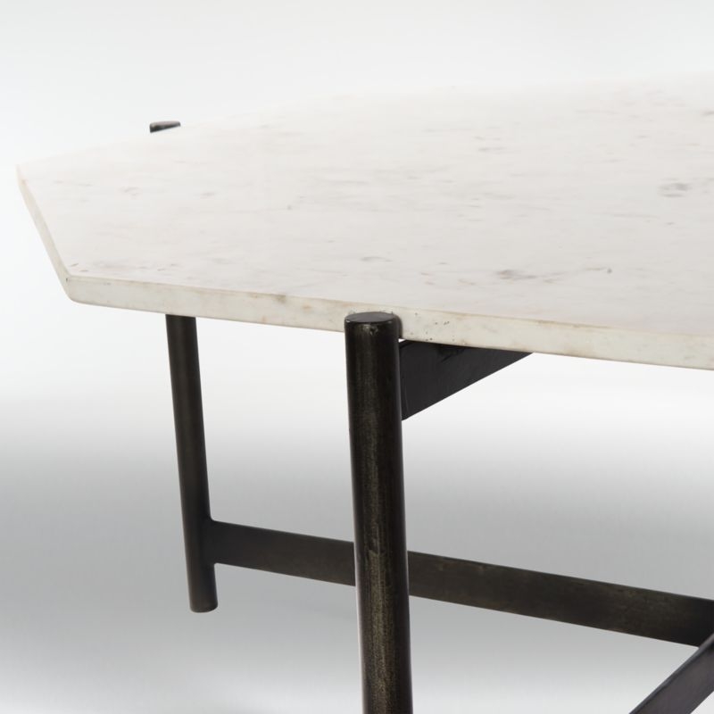 Emilia White Marble and Grey Iron 40" Polygon Coffee Table - Image 4