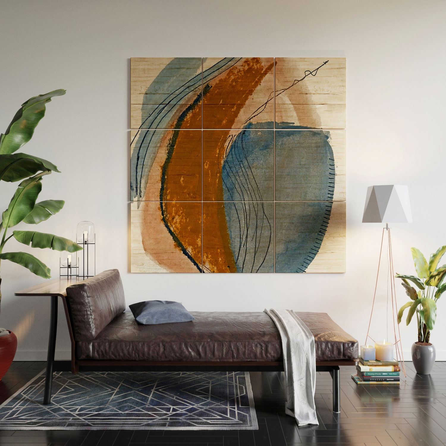 Gentle Breeze A Minimal Abstract by Alyssa Hamilton Art - Wood Wall Mural4' x 4' (Nine 16" Wood Squares) - Image 2
