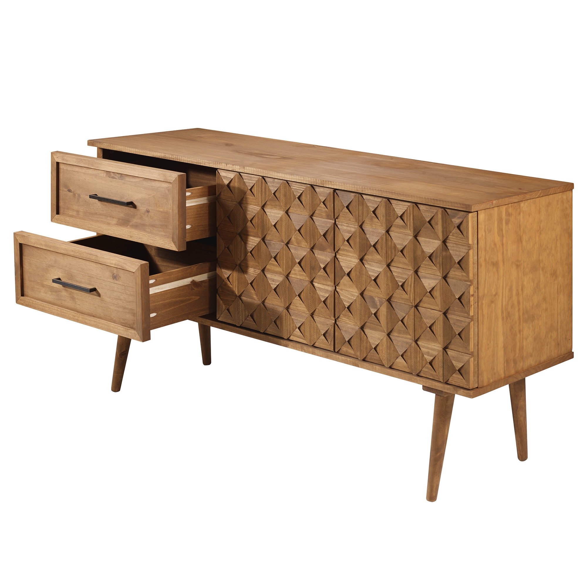 Tessa 58" Solid Wood 2-Drawer Prism Sideboard - Caramel - Image 4