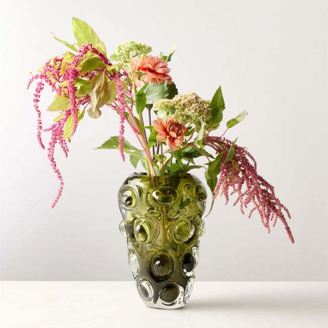 Clio Bubble Green Glass Vase - Image 0
