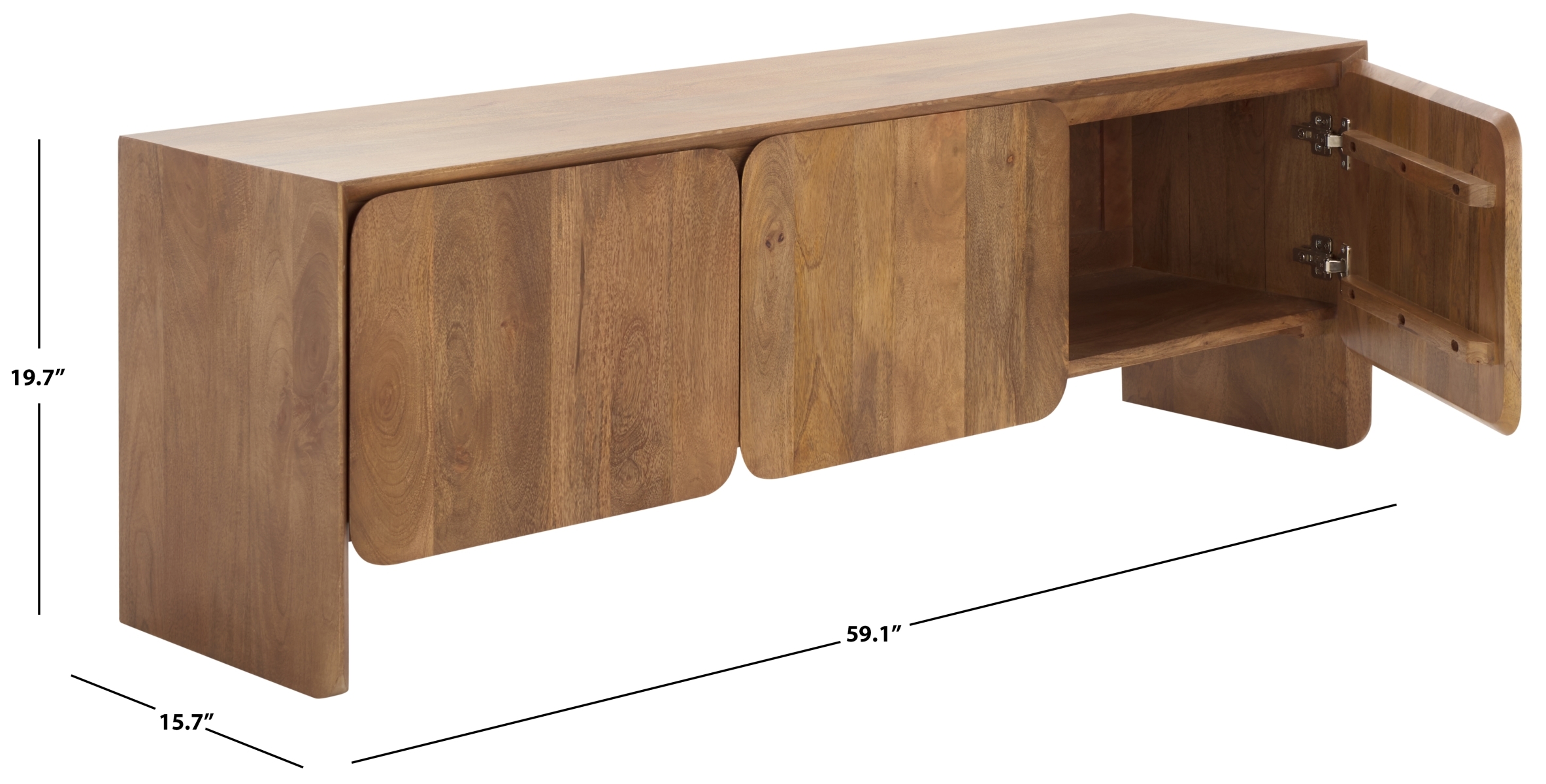 Grigorio 3 Door Wood Sideboard - Brown - Image 6