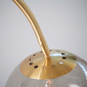 Overarching Acrylic Shade Floor Lamp, Brass/Smoke Acrylic - Image 2