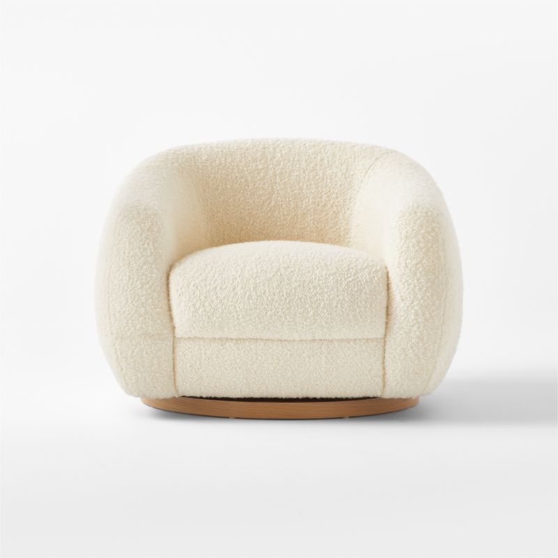 Laszlo Warm White Boucle Swivel Chair - Image 2