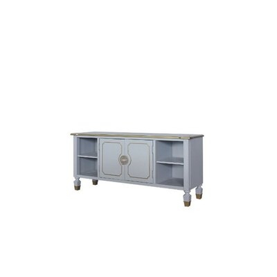 TV Stand With 4 Open Compartments And 1 Double Door, Gray - Image 0