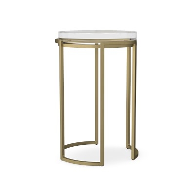 Lago Accent Table. Acrylic, Clear, Antique Brass - Image 1