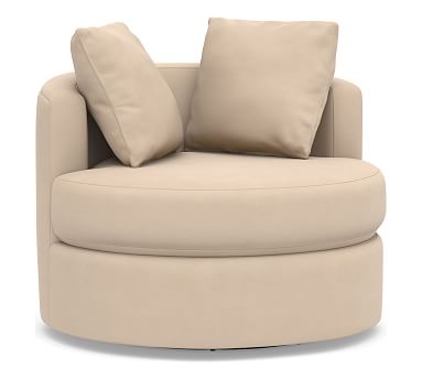 Balboa Upholstered Swivel Armchair, Polyester Wrapped Cushions, Performance Everydayvelvet(TM) Buckwheat - Image 0