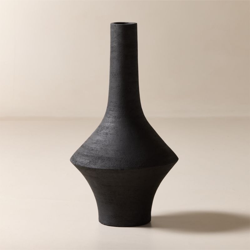 Santo Black Terracotta Floor Vase - Image 1