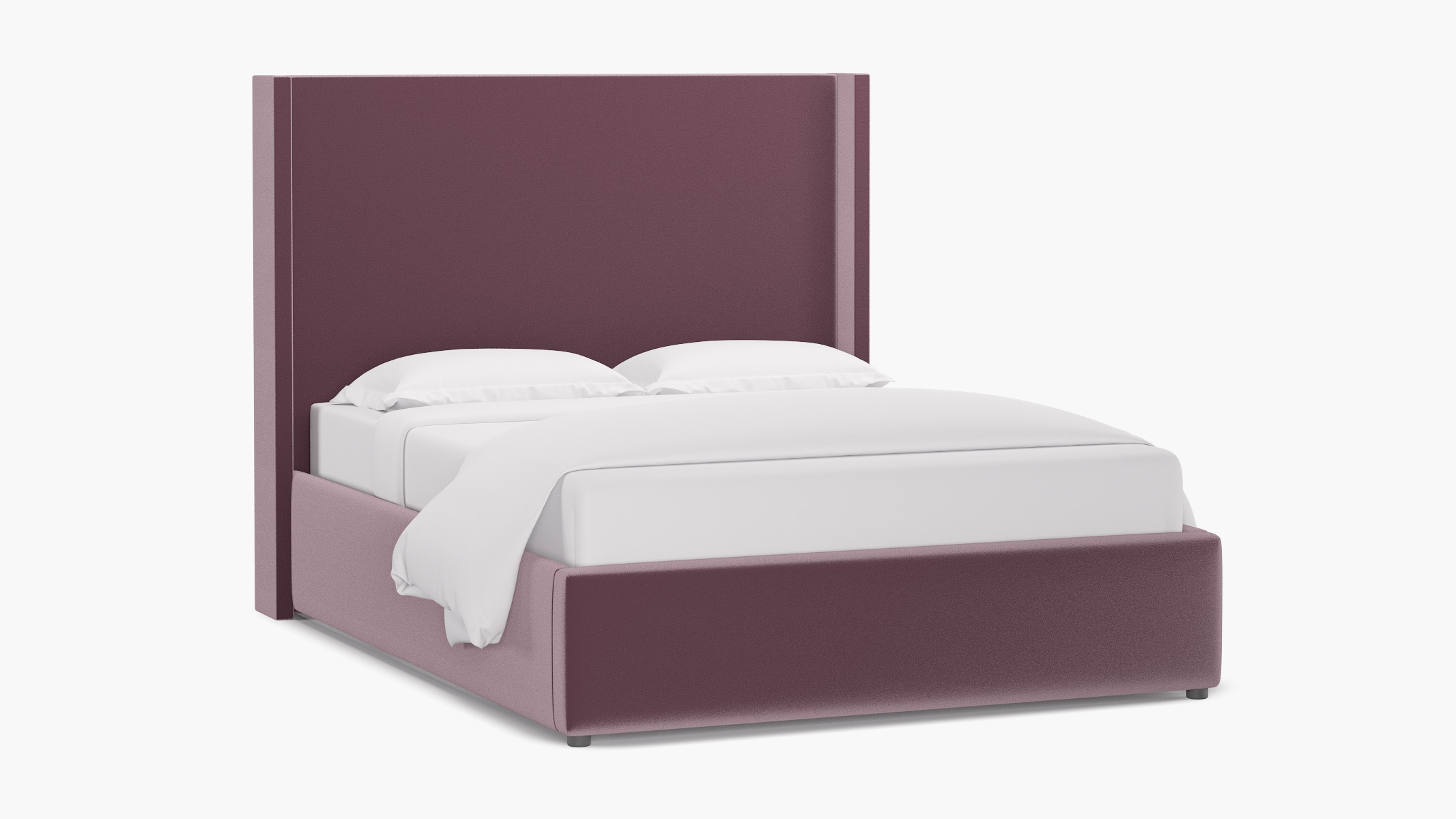 Modern Wingback Bed, Lavender Performance Plush Velvet, Queen - Image 1