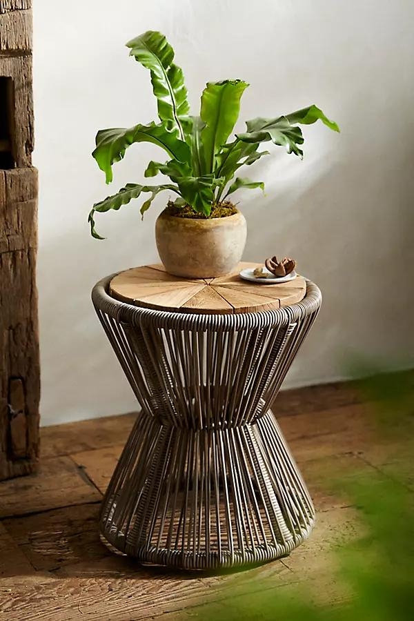 Woven Rope + Teak Side Table - Image 0