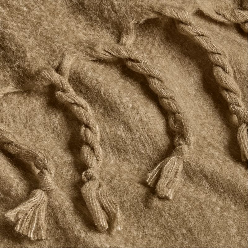 Cozy Fringe 70"x55" Camel Tan Throw Blanket - Image 1