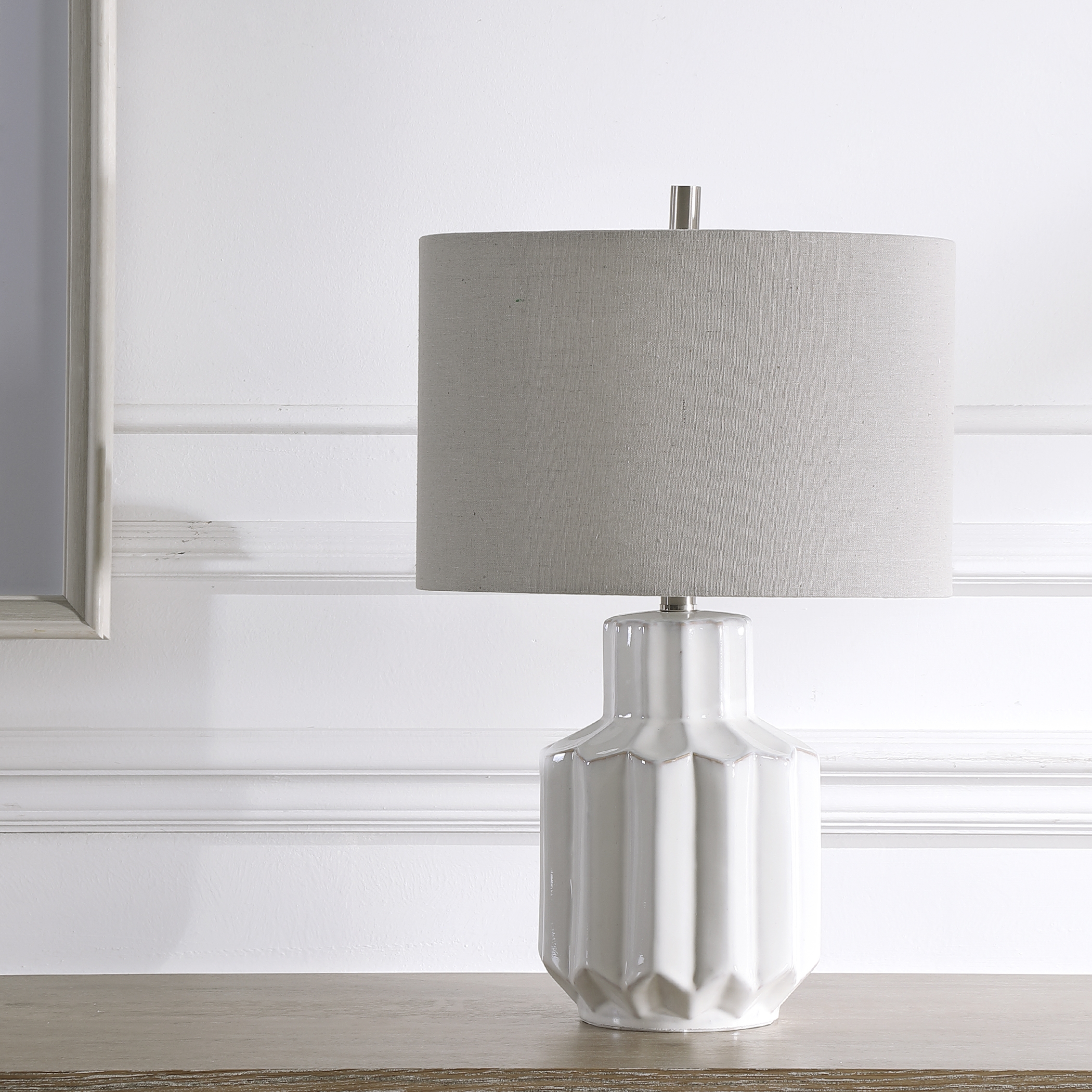 Geometric Table Lamp, White, 21.5" - Image 5