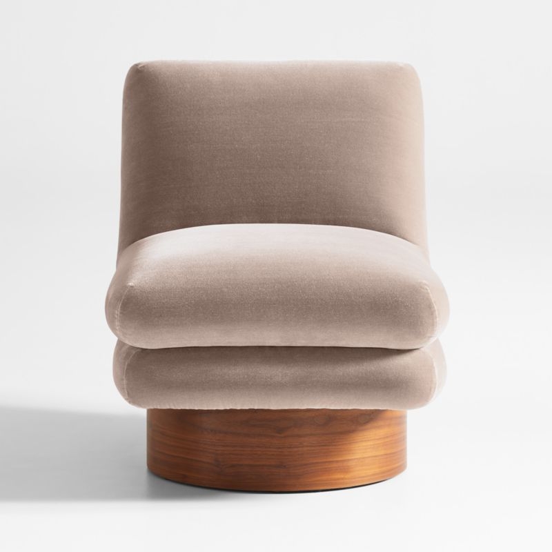 Odeon Taupe Brown Velvet Swivel Accent Chair - Image 4