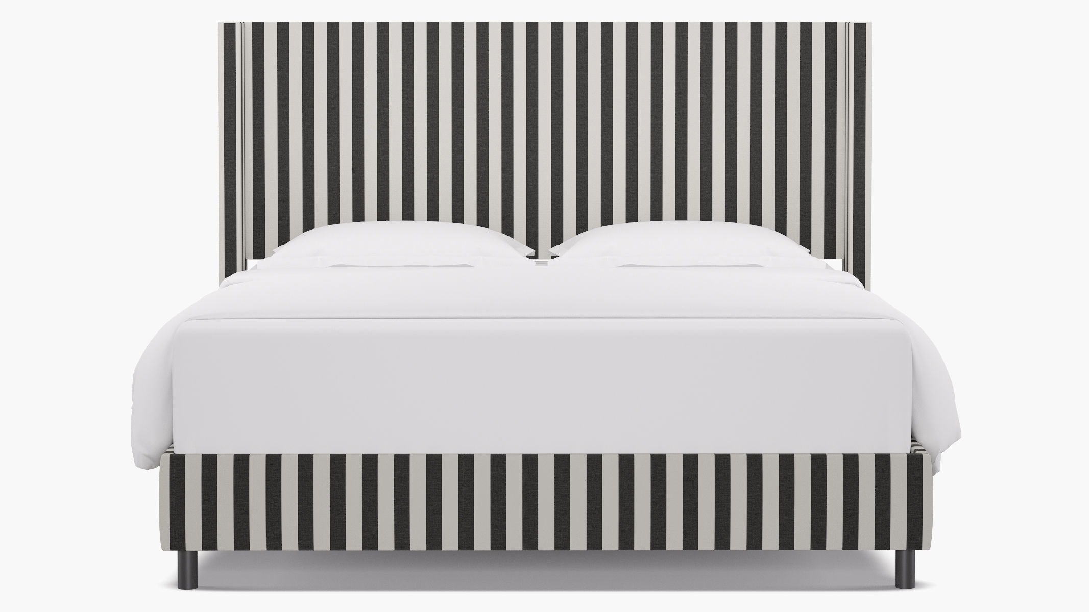 Modern Wingback Bed, Ink Cabana Stripe, King - Image 1