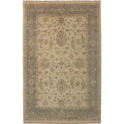 One-of-a-Kind Hales Hand-Knotted 2010s Ushak Cream 6'3" x 9'9" Wool Area Rug - Image 0