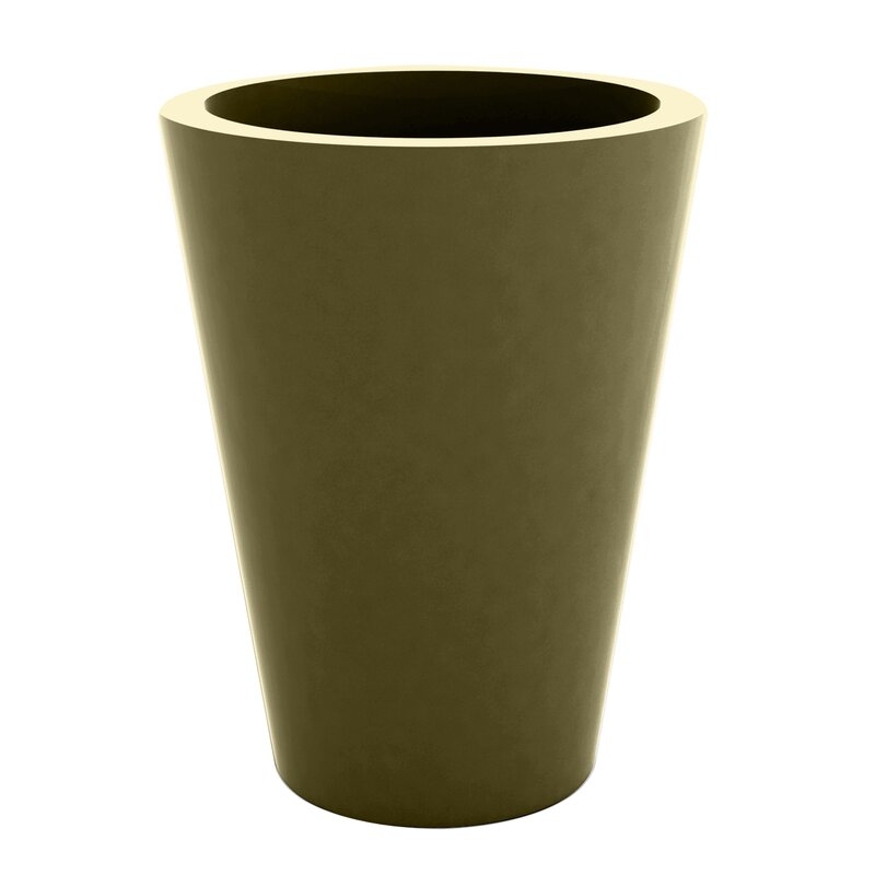 Vondom Cono Self-Watering Resin Pot Planter Color: Khaki, Size: 16.75" H x 19.75" W x 19.75" D - Image 0