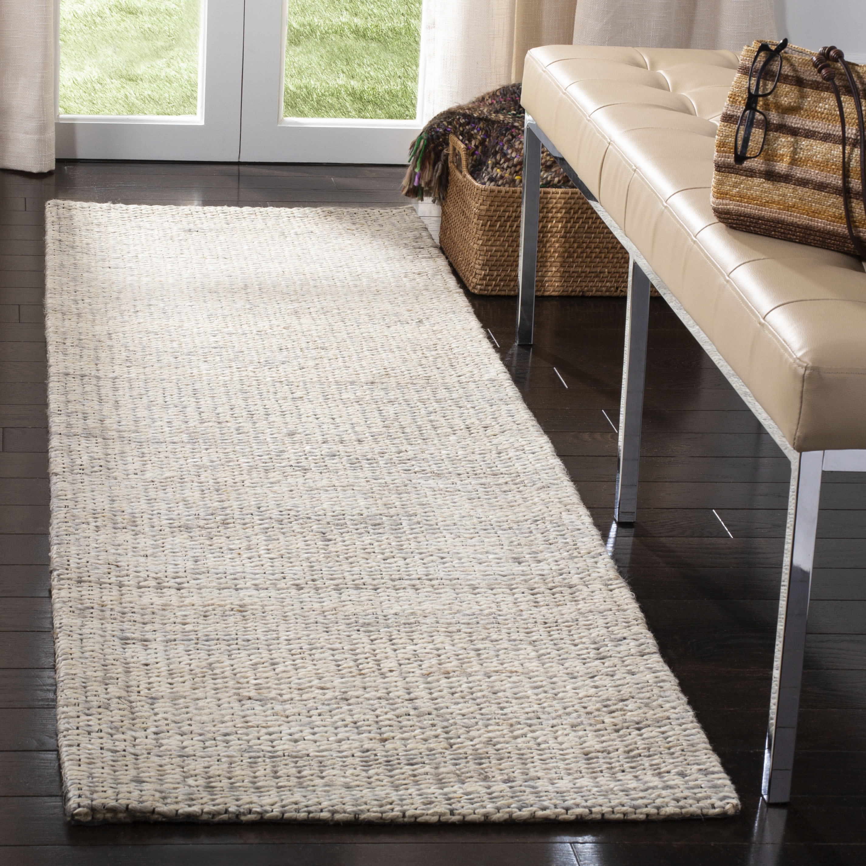 Arlo Home Hand Loomed Area Rug, MRB303F, Light Grey,  2' 3" X 8' - Image 1