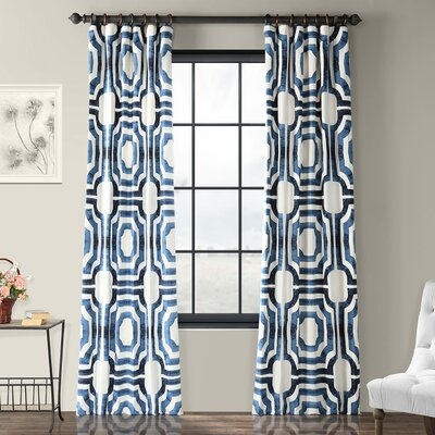 Magari 100% Cotton Geometric Room Darkening Rod Pocket Single Curtain Panel - Image 0